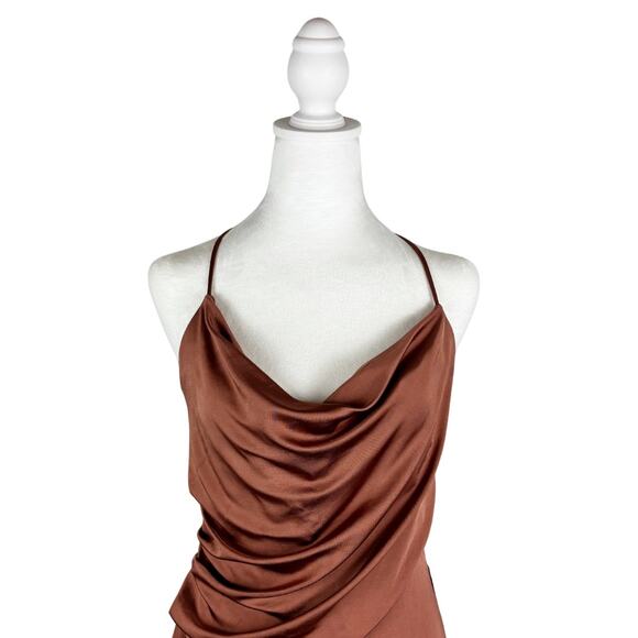Et Ochs Nora Halter Cut Out MIdi Dress 6 NEW Brown - Picture 7 of 14